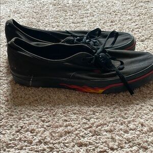 Vans Black Sneakers with Flame Design